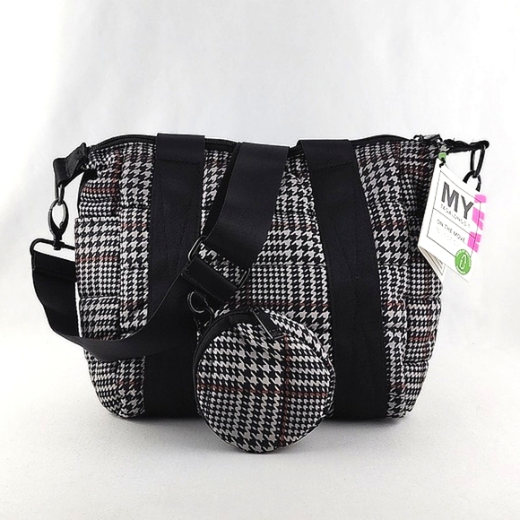 MyTagalongs  Mini Crossbody Tote Handbag Crossbody Bag Harper Tweed Black Brown - Picture 5 of 16